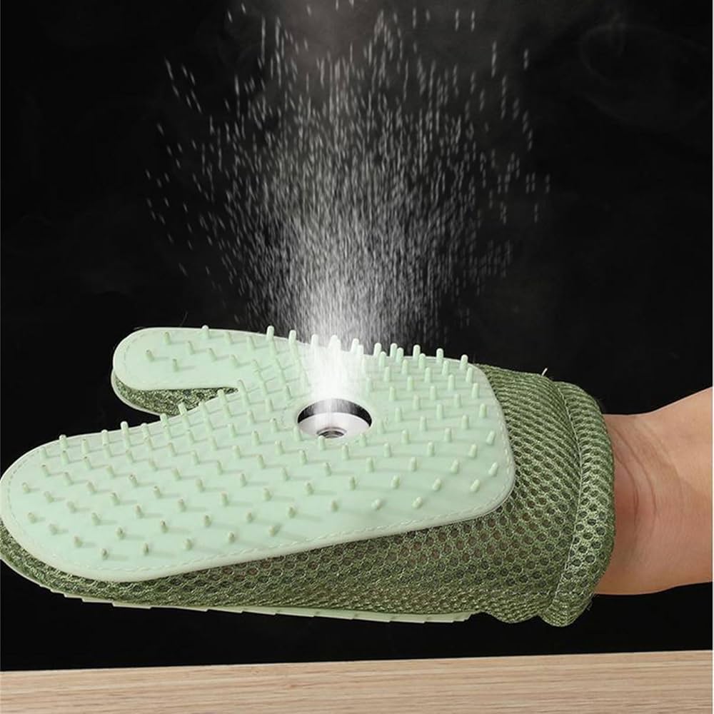 USB Rechargeable Steam Pet Glove – Spray Grooming Tool for Hair Removal & Massage (Blue)