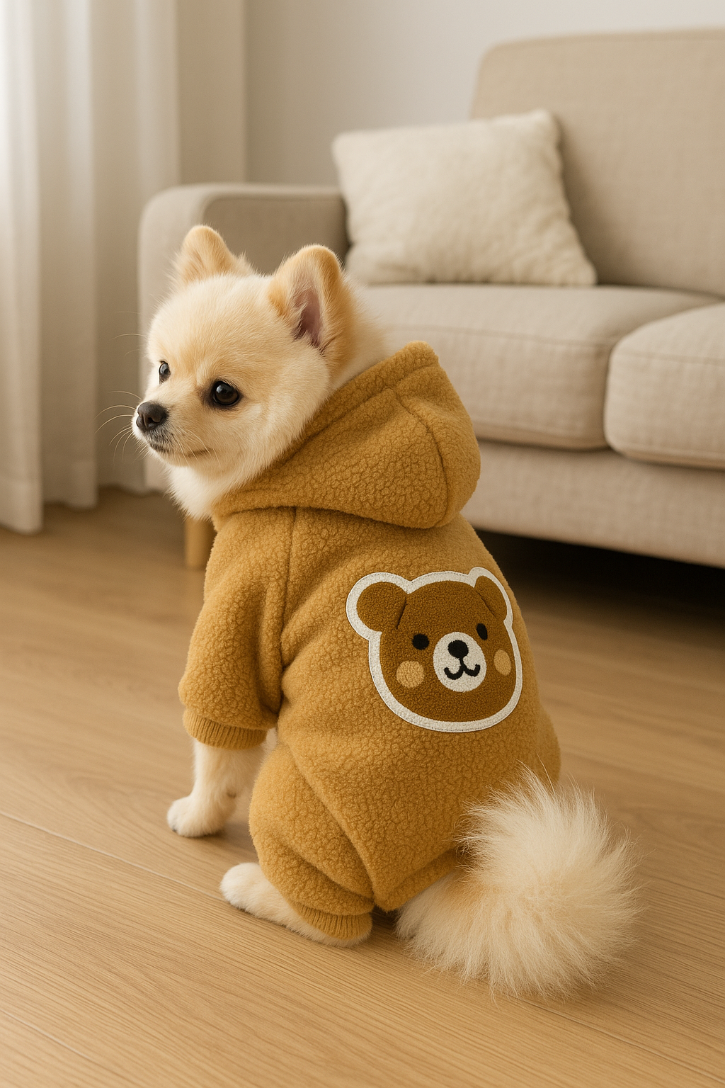Brown Teddy Fleece Hoodie for Pets
