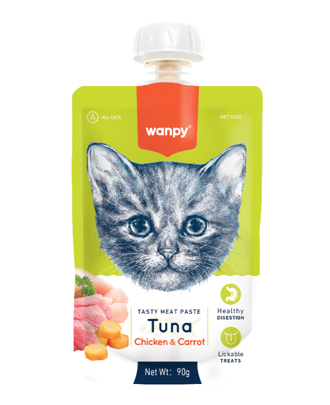 Wanpy Tasty Meat Paste Chicken & Carrot for Kittens 90G