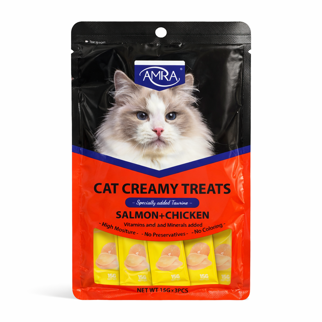 Amna Cat Creamy Treats with Chicken & Salmon 15Gx5pcs