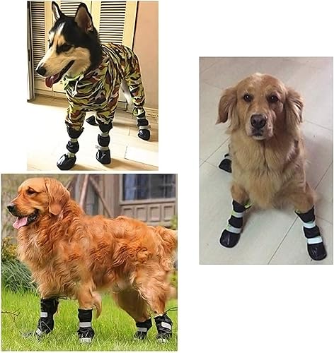 Payanwin Water Resistant Dog Boots Warm Lining Dog Shoes Anti-Slip Rubber Sole for Snow Winter,Sole Pet Paw Protectors(4Pcs) (XL, Black&yellow)
