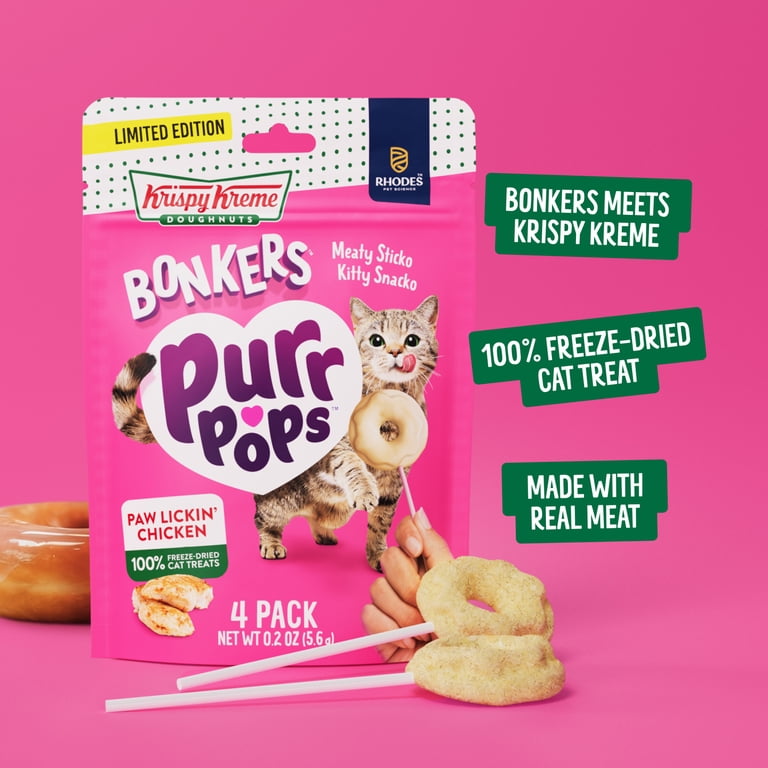 Bonkers Purrpops Cat Treats Dry Freeze Dried Krispy Kreme 4Pack