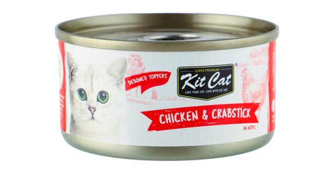 Kit Cat Deboned Toppers wet Cat Food with Chicken & Crabsticks in Aspic 80G