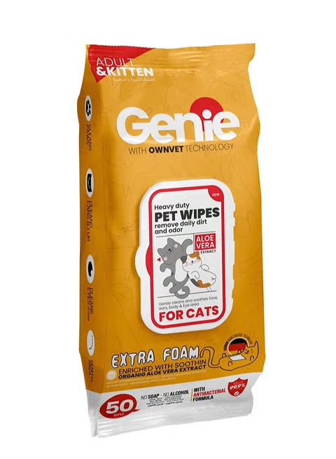 Genie Cat wipes 50 Wipes Extra Foam