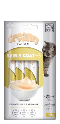 M-Pets Skin & Coat Creamy Cat Treats with Tuna & Salmon 4x15G