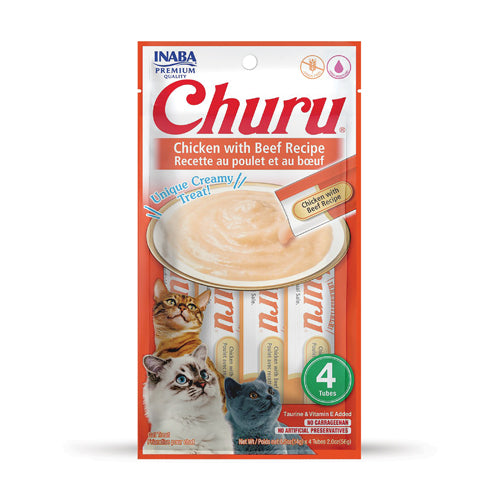 Inaba Churu Creamy Cat Treat with Chicken & Beef 4x14G Tube