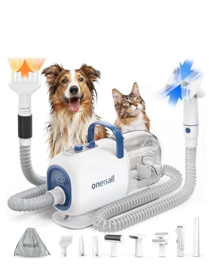 3-in-1 grooming kit: vacuum, dryer, and clippers