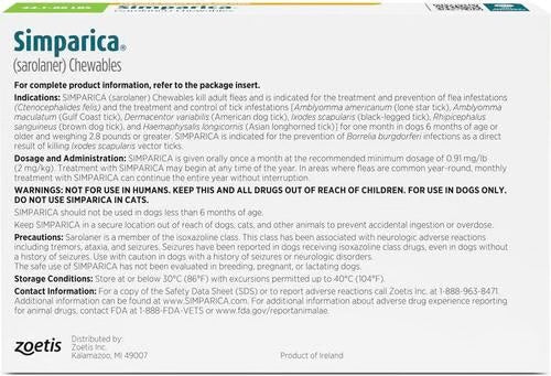 Simparica (Sarolaner) 80mg for Dogs 20–40kg – 1 Chewable Tablet