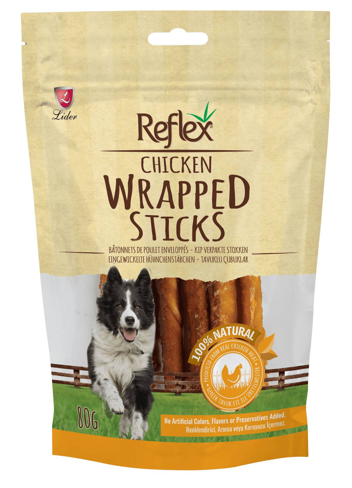 Reflex Chicken Wrapped Sticks Dog Treats 80G