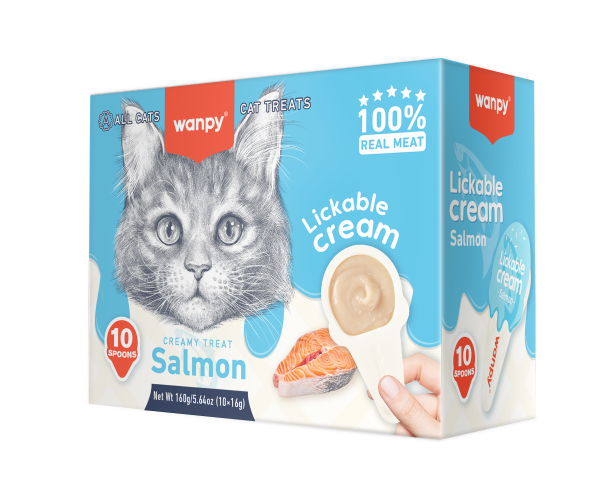 Wanpy Lickable Creamy Cat Treat with Salmon (10 Pieces)