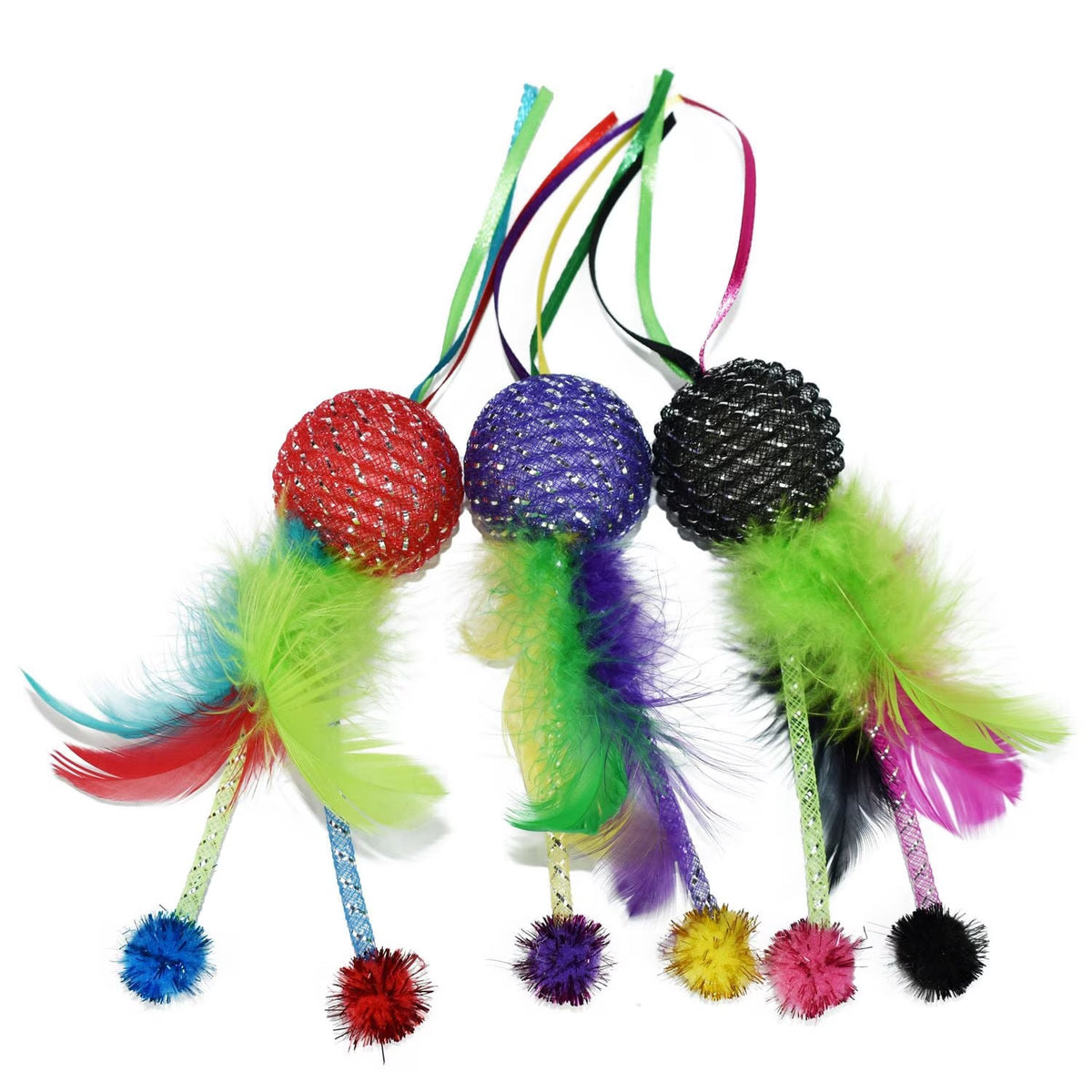 Vibrant Life Mesh Feather Ball, Cat Toy, Assorted Colors