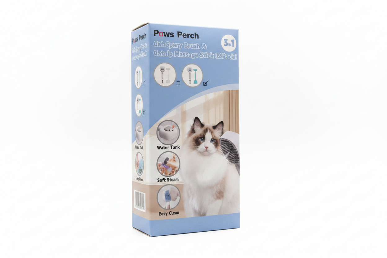 Paws Perch Cat Spray Brush & Catnip Massage Stick (2 Pack)