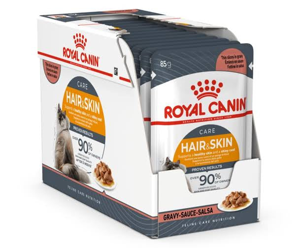 Royal Canin Hair & Skin Care in Gravy Wet Cat Food – 85 g Pouch (Skin & Coat)