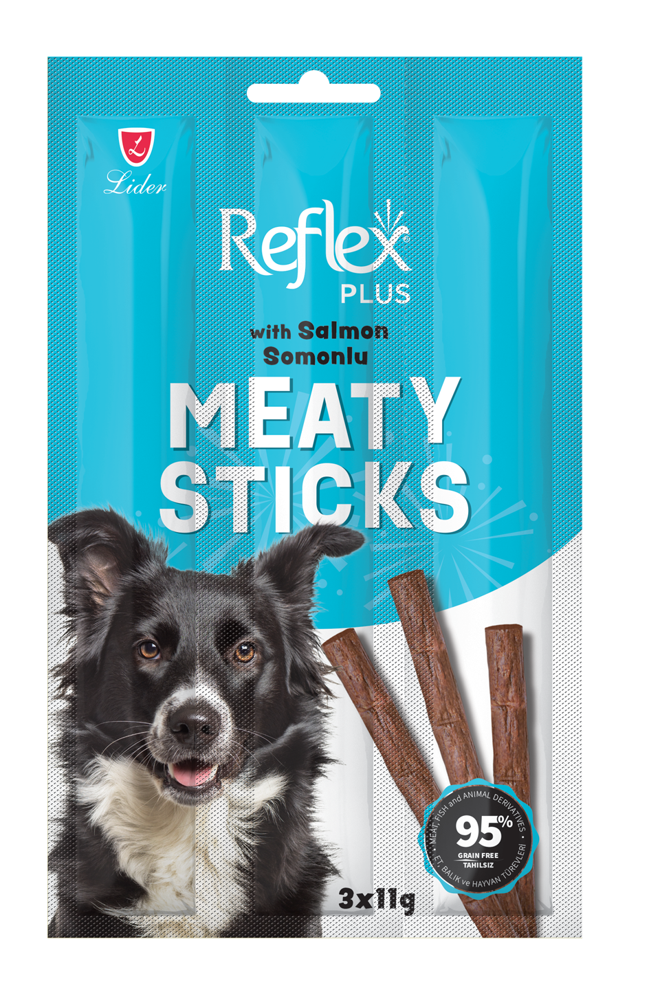 Relfex Plus Meaty Sticks with Salmon Dog Treats 3x11g