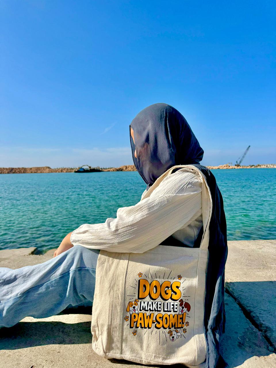 Dogs Make Life Paw-some! Canvas Tote Bag