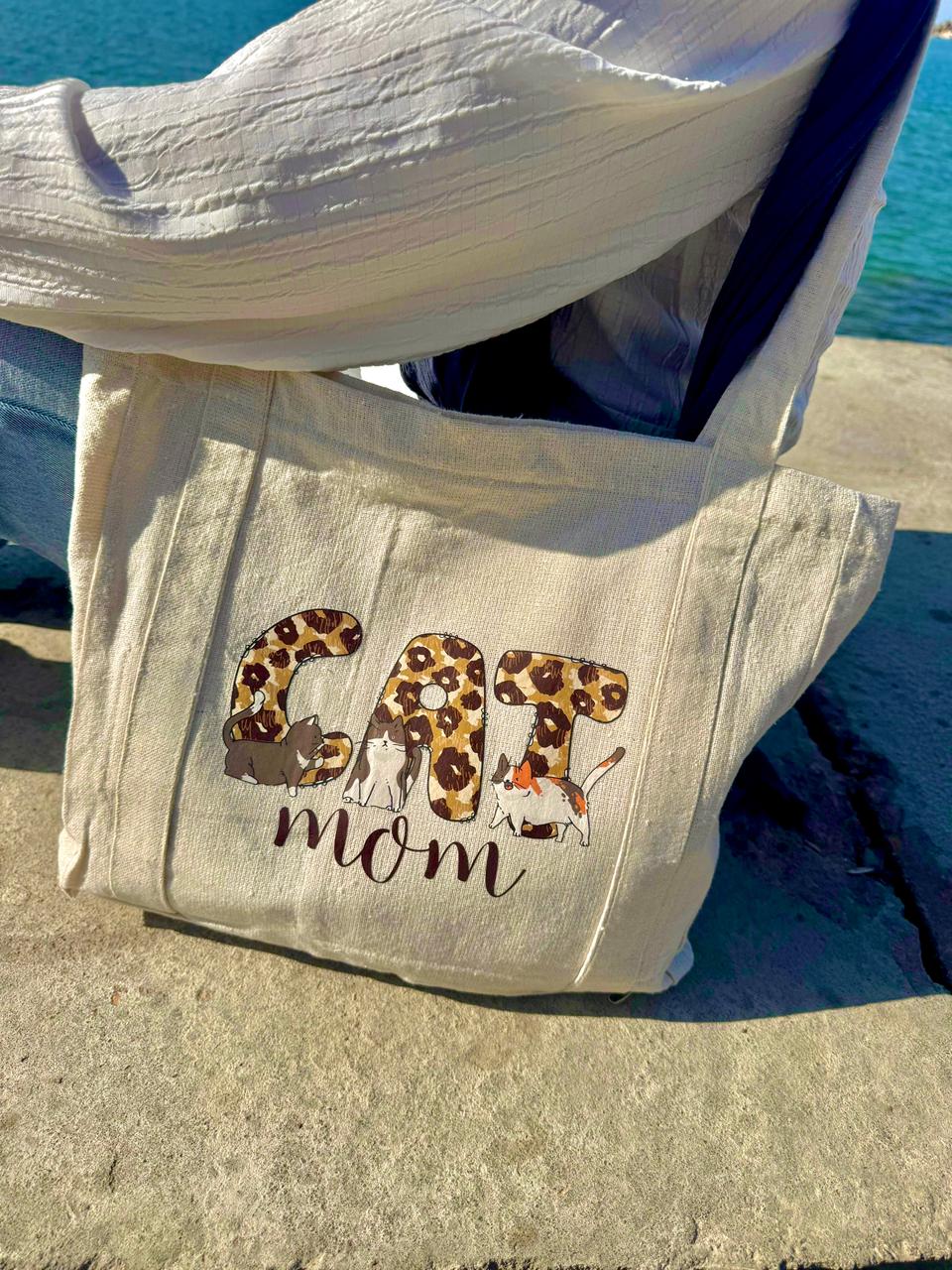 Cat Mom Canvas Tote Bag