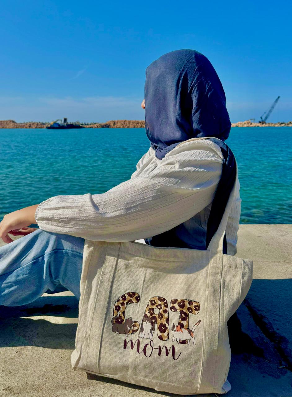 Cat Mom Canvas Tote Bag