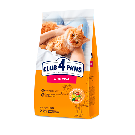 CLUB 4 PAWS PREMIUM for adult cats with Veal