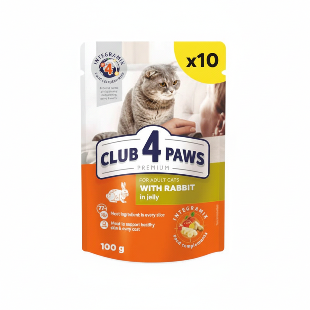 Club 4 Paws For Adults with Rabbit in Jelly - 100G x10 Pack (Buy 10 Pay 9)