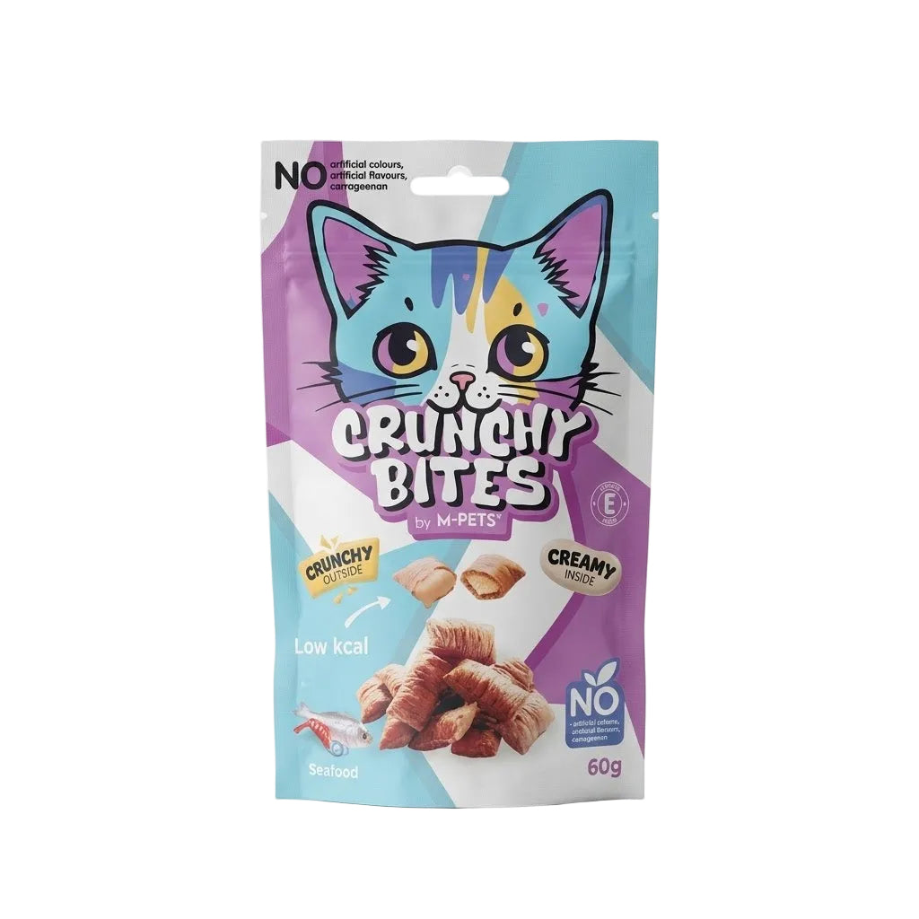 M-PETS Crunchy Bites Cat Treats with Seafood - 60g