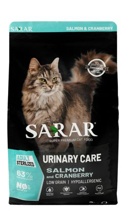 Sarar Hypoallergenic Urinary Care Dry Food with Salmon & Cranberry for Sterilized Adult Cats 2KG