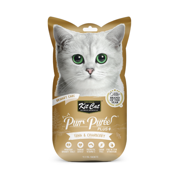 Kit Cat Purr Puree Plus+ Tuna & Cranberry Liquid Treat (Urinary Care) 4×15 gm