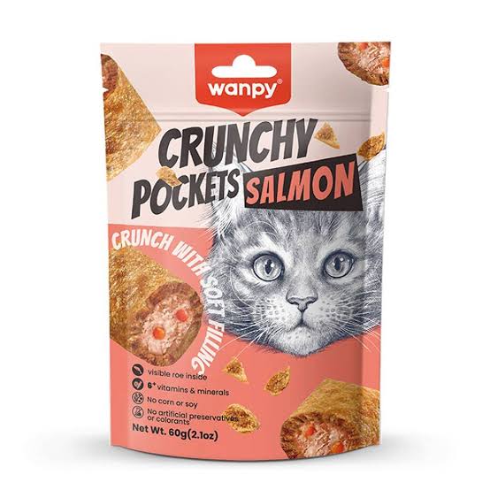 Wanpy Crunchy Pockets Salmon Cat Treats 60G