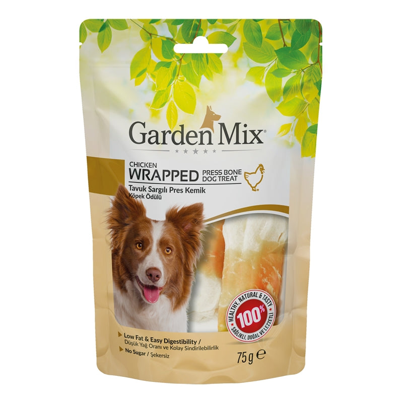 Garden Mix Dog Treat Wrapped Press bone With Chicken 75g