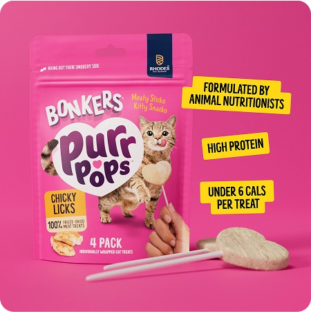 Bonkers Purrpops Cat Lollipop Treats with Chicken 4pcs