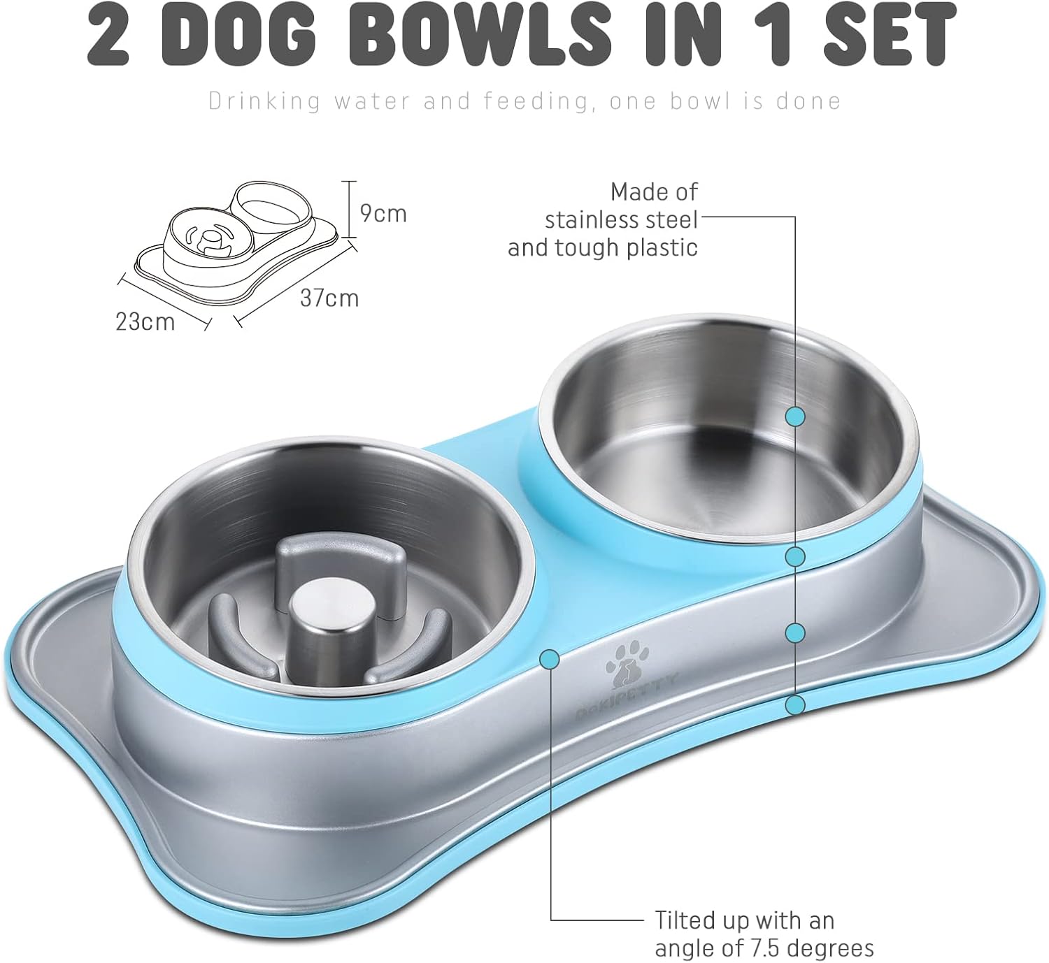 Pet Double Bowl for Food & Water