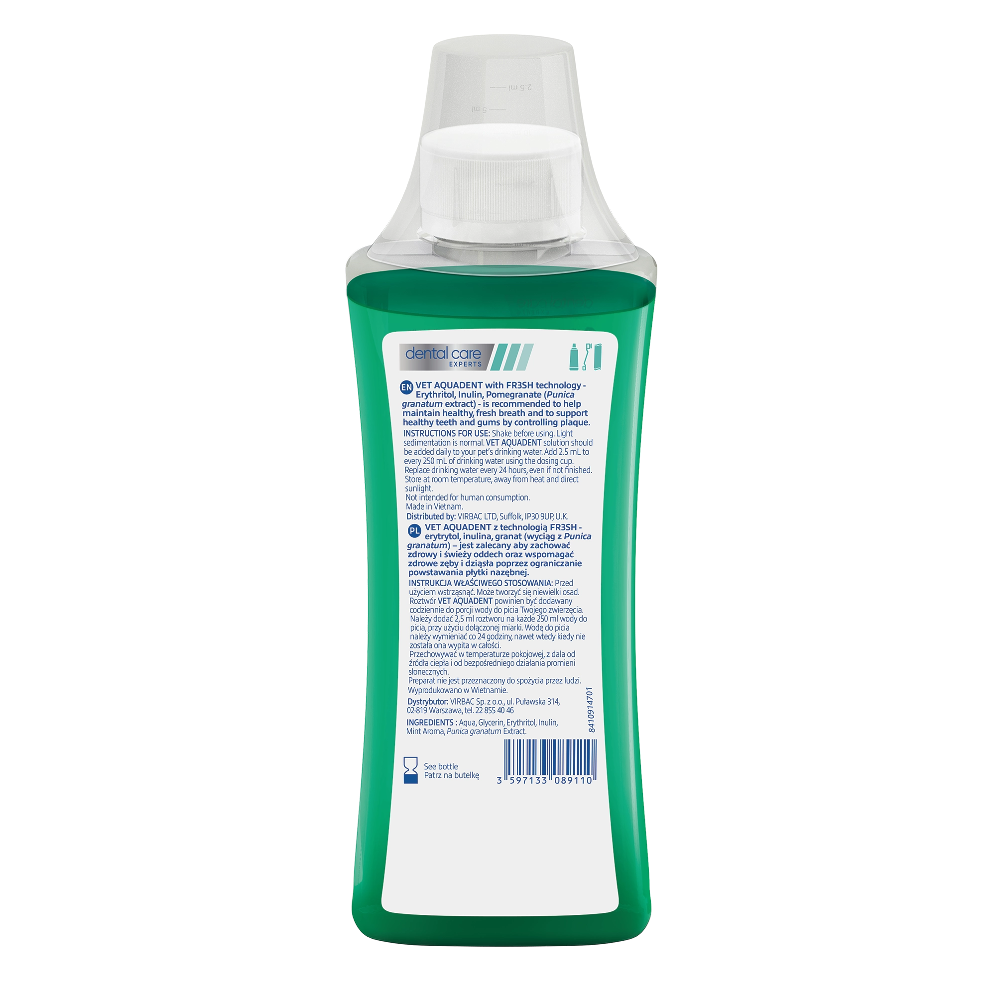 Vet Aquadent FR3SH™ – Water Additive for Dogs & Cats 250ml