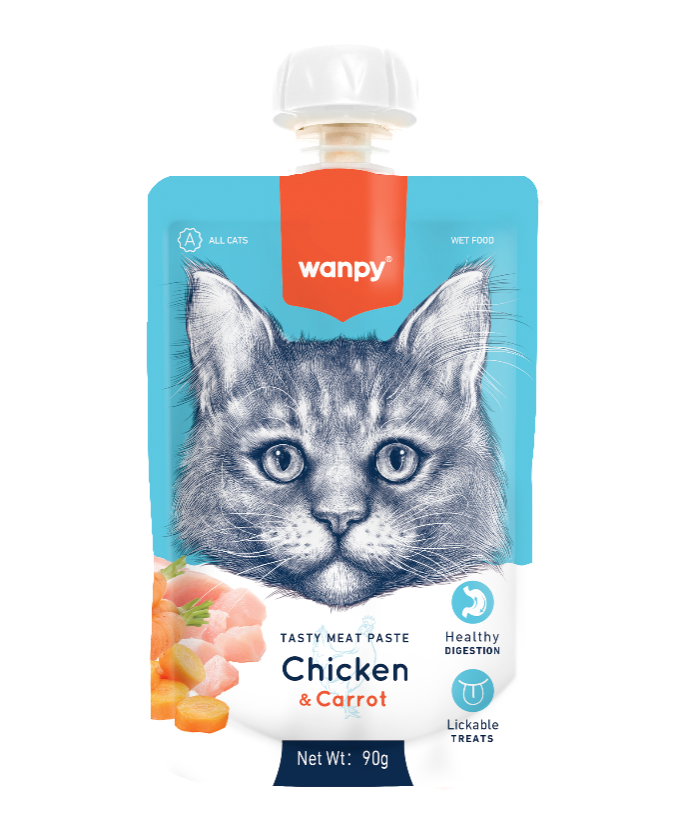 Wanpy Tasty Meat Paste Chicken & Carrot for Cats 90G