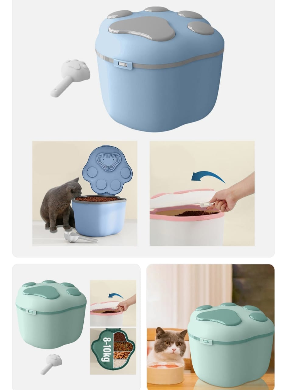 Pet Food Storage Container – Cute Paw Design (Up to 8KG)