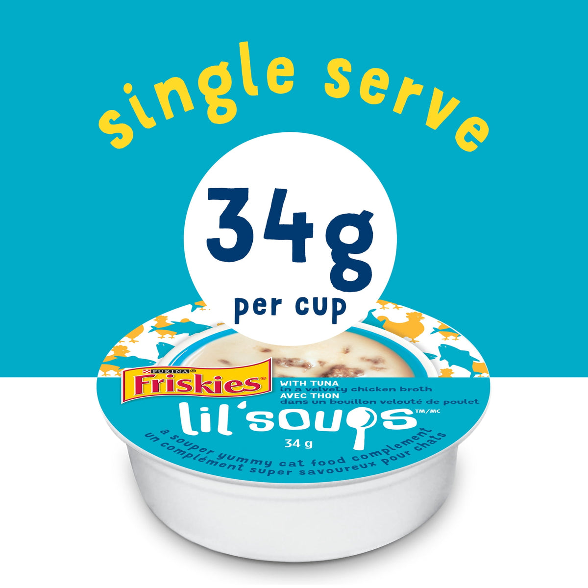 Friskies® Lil’ Soups™ with Skipjack Tuna in a Velvety Tuna Broth