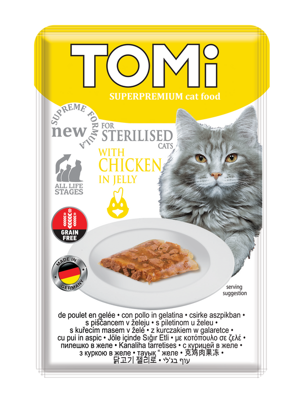 Tomi with Chicken for Sterilised Cats in Jelly (85G)