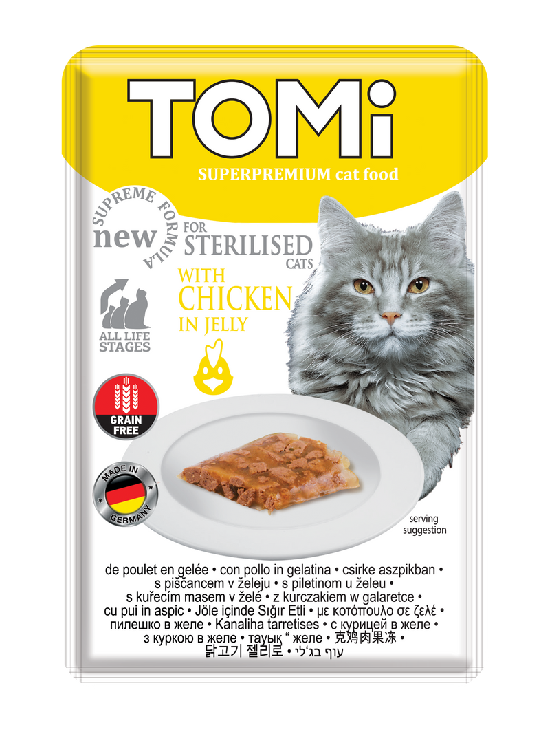 Tomi with Chicken for Sterilised Cats in Jelly (85G)