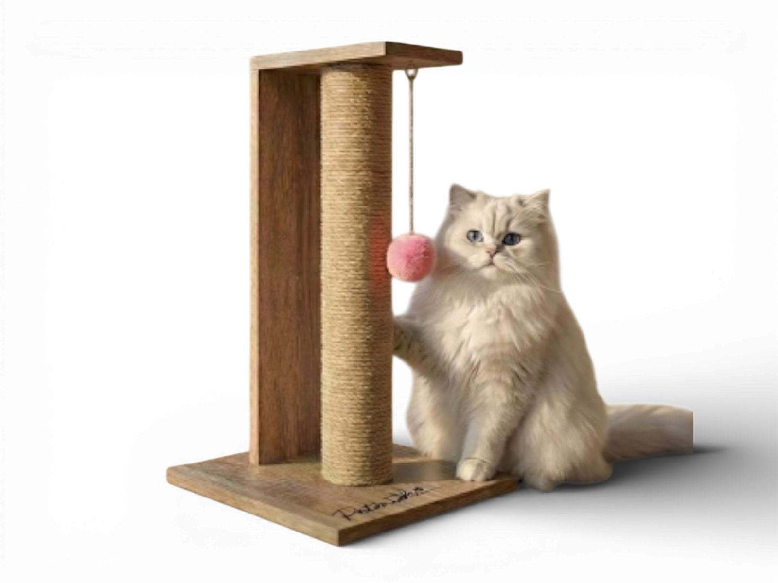 Moda Pillar Modern Wooden Cat Scratching Post with Hanging Toy (30x30x55cm)