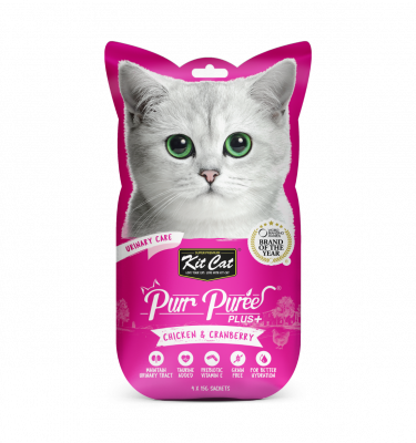 Kit Cat Purr Puree Plus+ Chicken & Cranberry Liquid Treat (Urinary Care) 4×15 gm