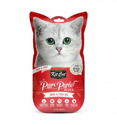 Kit Cat Purr Puree Plus+ Tuna & Fish Oil Liquid Treat (Skin & Coat) 4×15 gm