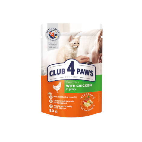 Club 4 Paws For Kittens with Chicken in Gravy - 80G