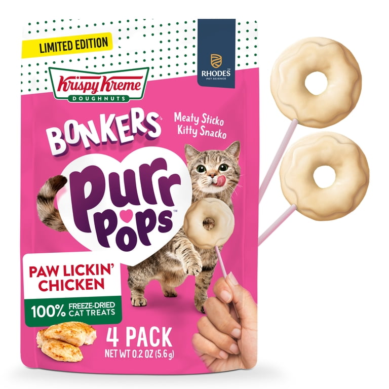 Bonkers Purrpops Cat Treats Dry Freeze Dried Krispy Kreme 4Pack