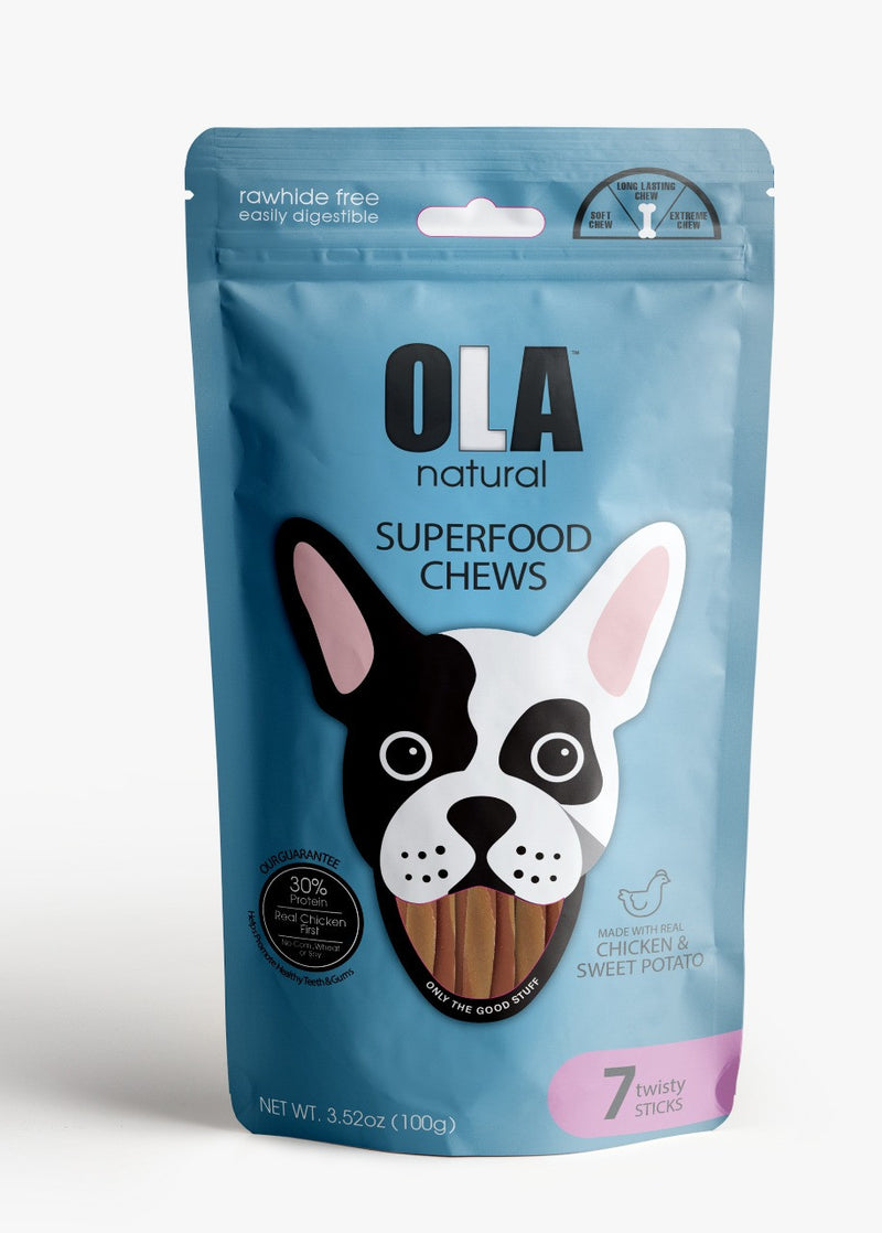 Ola Natural Chicken & Sweet Potato Dog Treats 7 Twisty Sticks 110 gm - PetYard