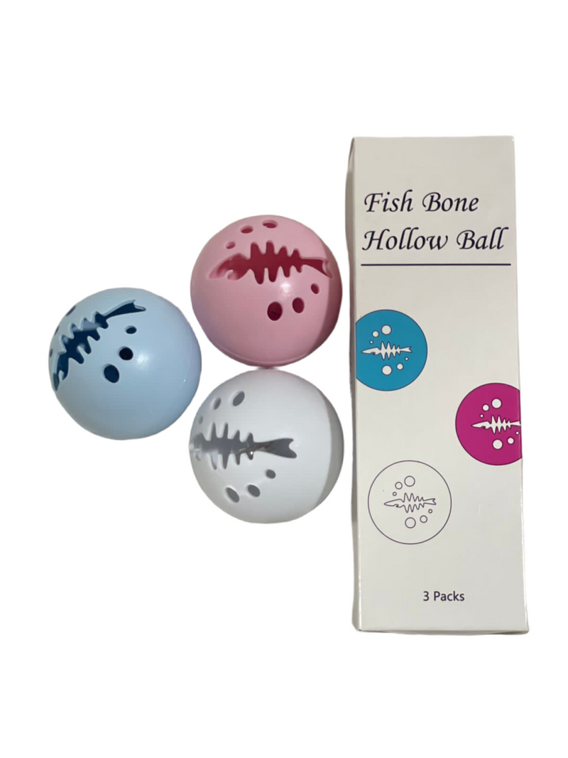 Fish Bone Hollow Ball Cat Toy 3 Packs