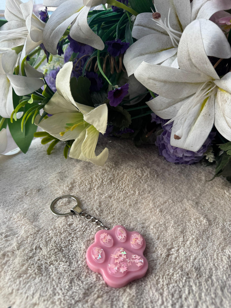 Pink Glitter Paw Keychain – Stylish Accessory for Pet Parents