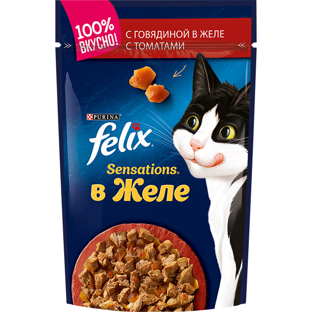 Felix Sensations in Jelly, with beef in jelly with tomatoes 85G - PetYard