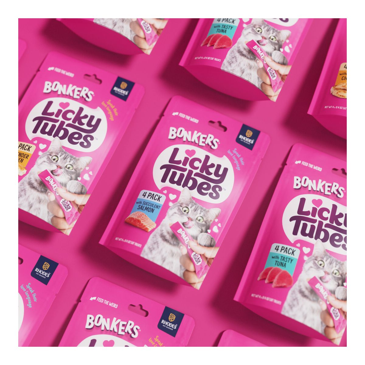 Bonkers Licky Tubes Grain-Free Wet Salmon Flavored Lickable Cat Treats, 4 tubes