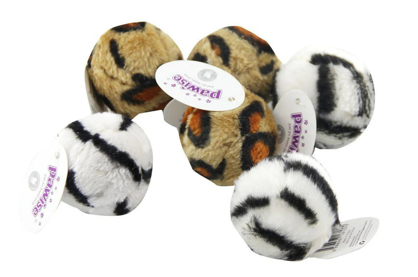 Pawise Furry Cat Toy Balls - 4 Pack