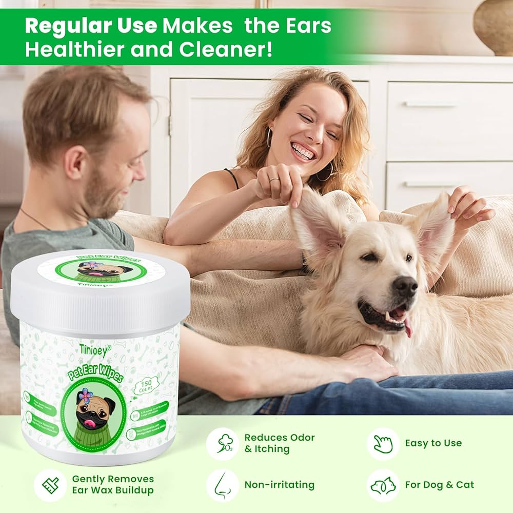 Tinioey Pet Ear Cleaning Wipes 150pcs