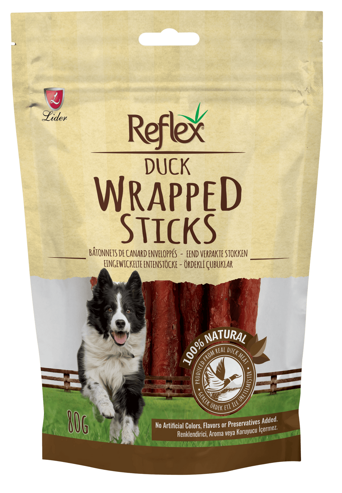 Reflex Duck Wrapped Sticks Dog Treats 80G