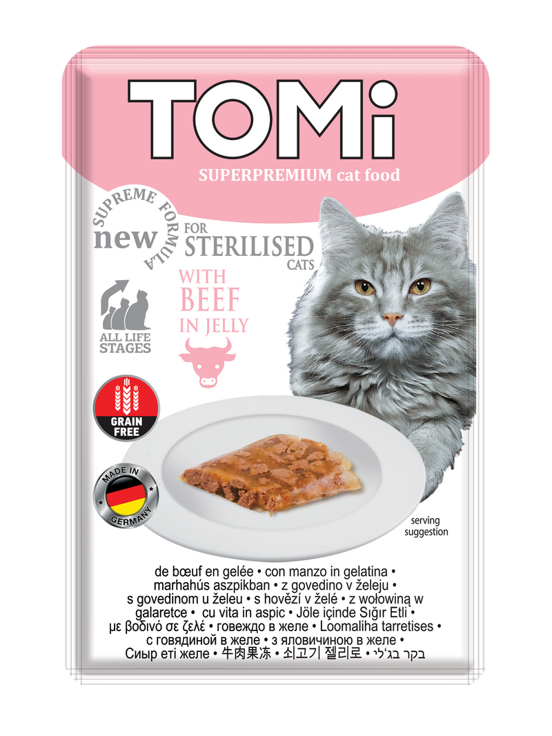 Tomi with Beef for Sterilised Cats in Jelly (85G)